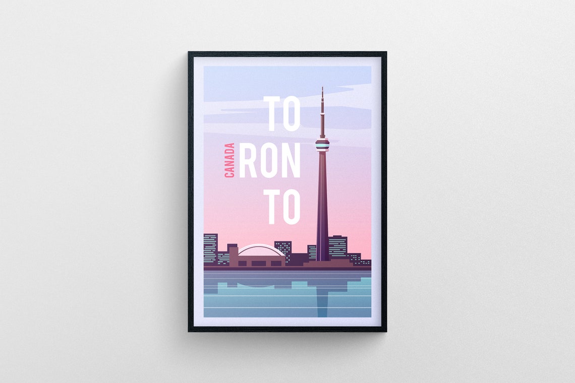 Toronto CN Tower Canada Pink Sunset Skyline Cityscape Travel Poster - Image 5