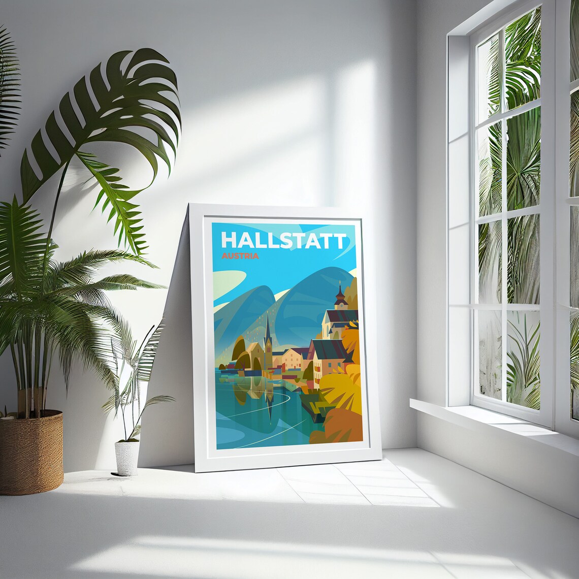 Hallstatt Austria Alpine Lake Village Church Scenic Travel Poster - Image 4