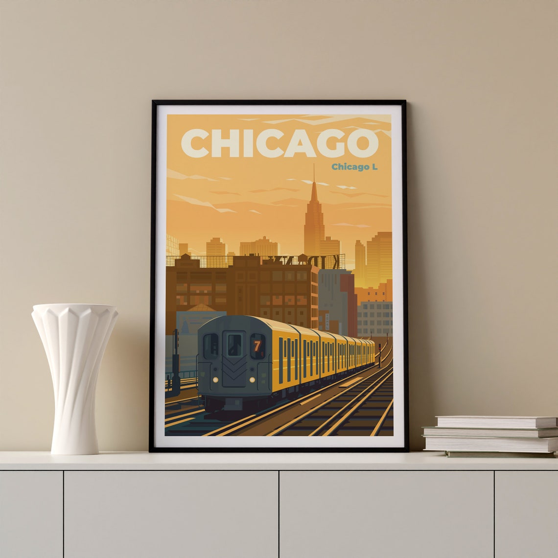 Chicago Illinois Travel Poster Chicago Gallery Wall Art Chicago Travel Print Chicago Wanderlust Poster Chicago Travel Illustration Print - Image 4