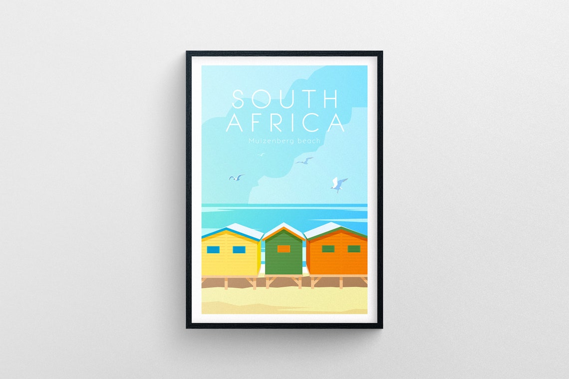 South Africa Mulzenberg Beach Travel Poster South Africa Wall Art South Africa Travel Print South Africa Travel Illustration Art - Image 5