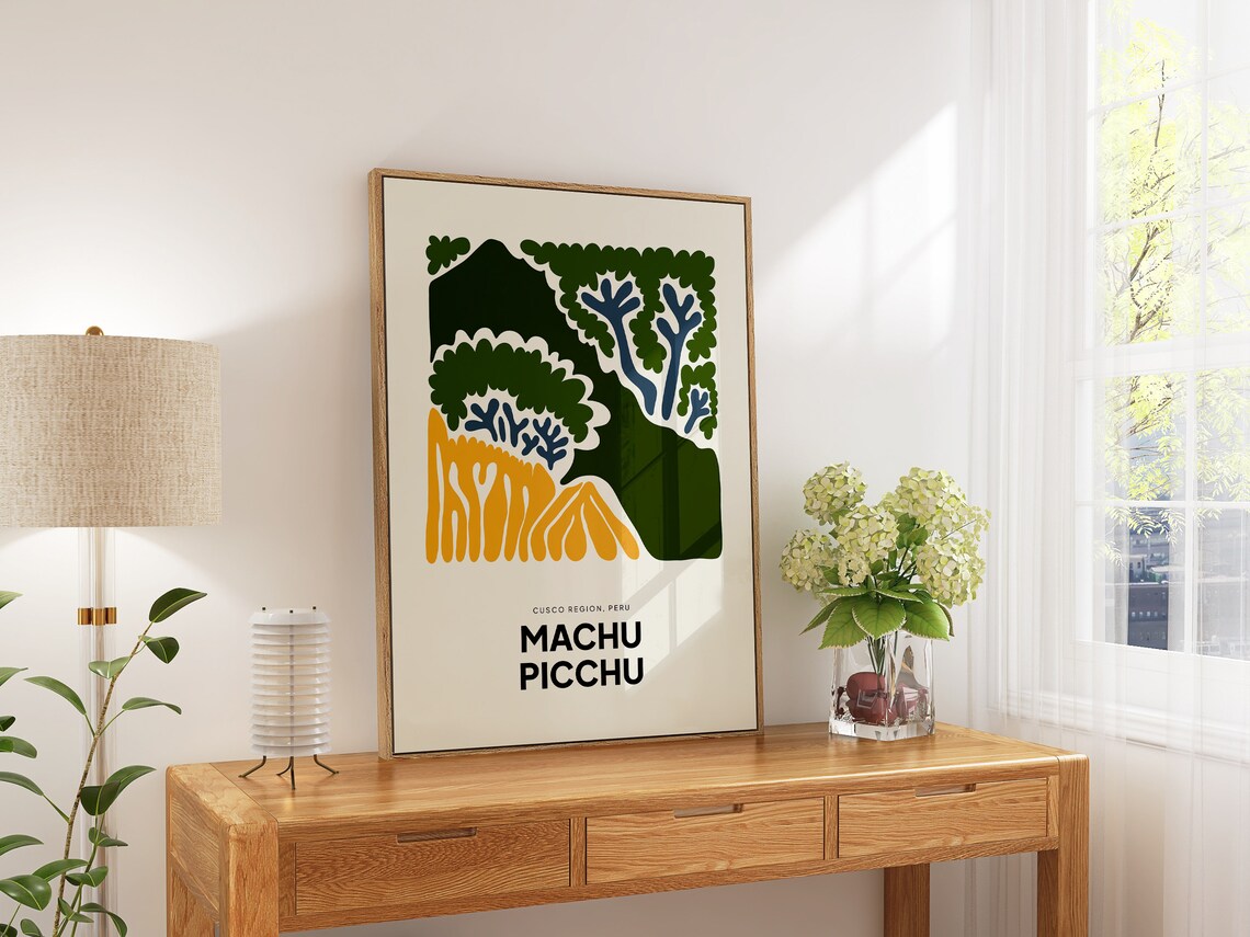 Machu Picchu Peru Green Mountain Terraces Abstract Art Poster - Image 5