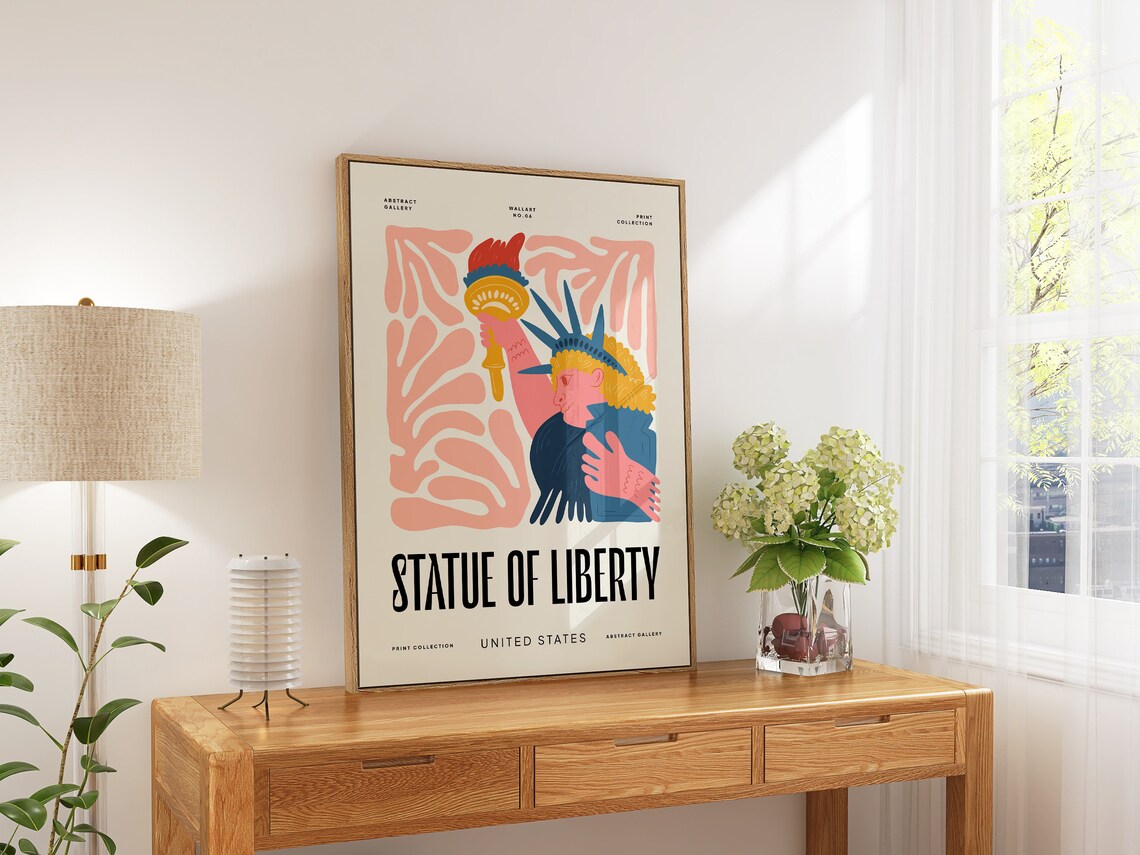 Statue of Liberty Abstract Floral Art Wall Poster New York Gift - Image 4