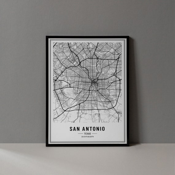 San Antonio Texas Map Art Print, City Coordinates