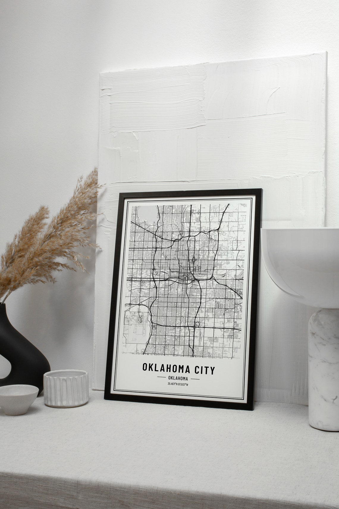 Oklahoma City Oklahoma Street Map Minimalist Black White Poster - Image 3