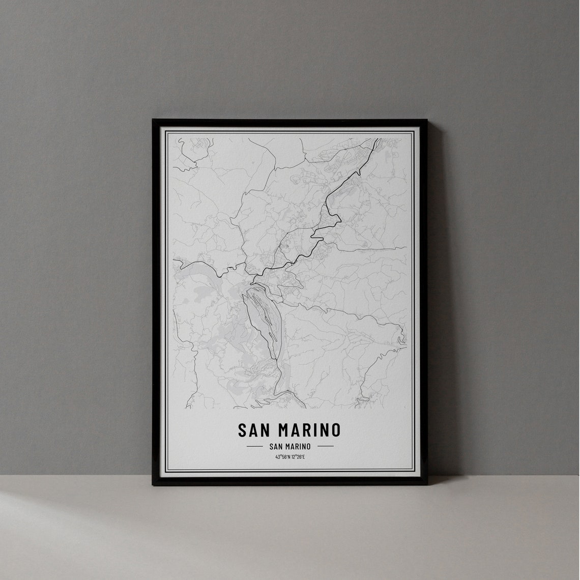 San Marino San Marino Black and White Minimalist City Map Poster