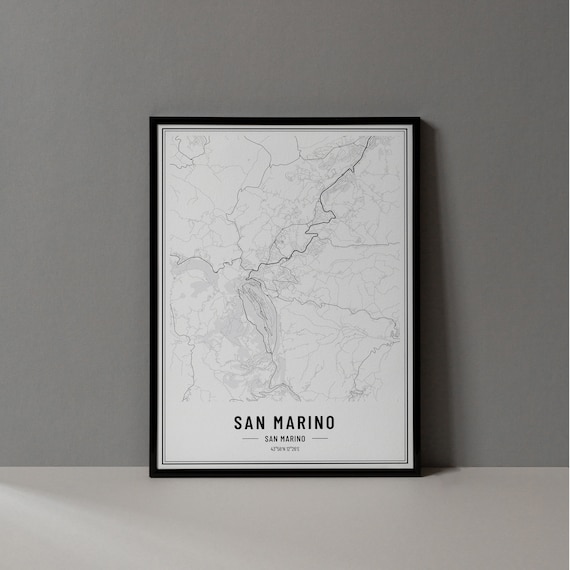 San Marino San Marino Black and White Minimalist City Map Poster
