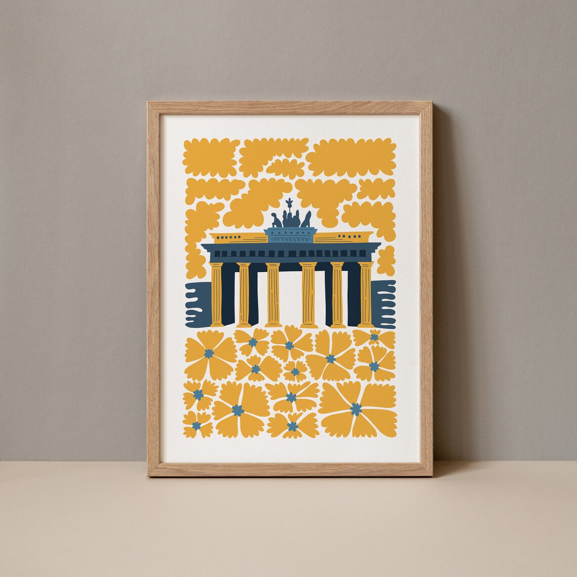 Brandenburg Gate Berlin Floral Abstract Landmark Art Wall Poster
