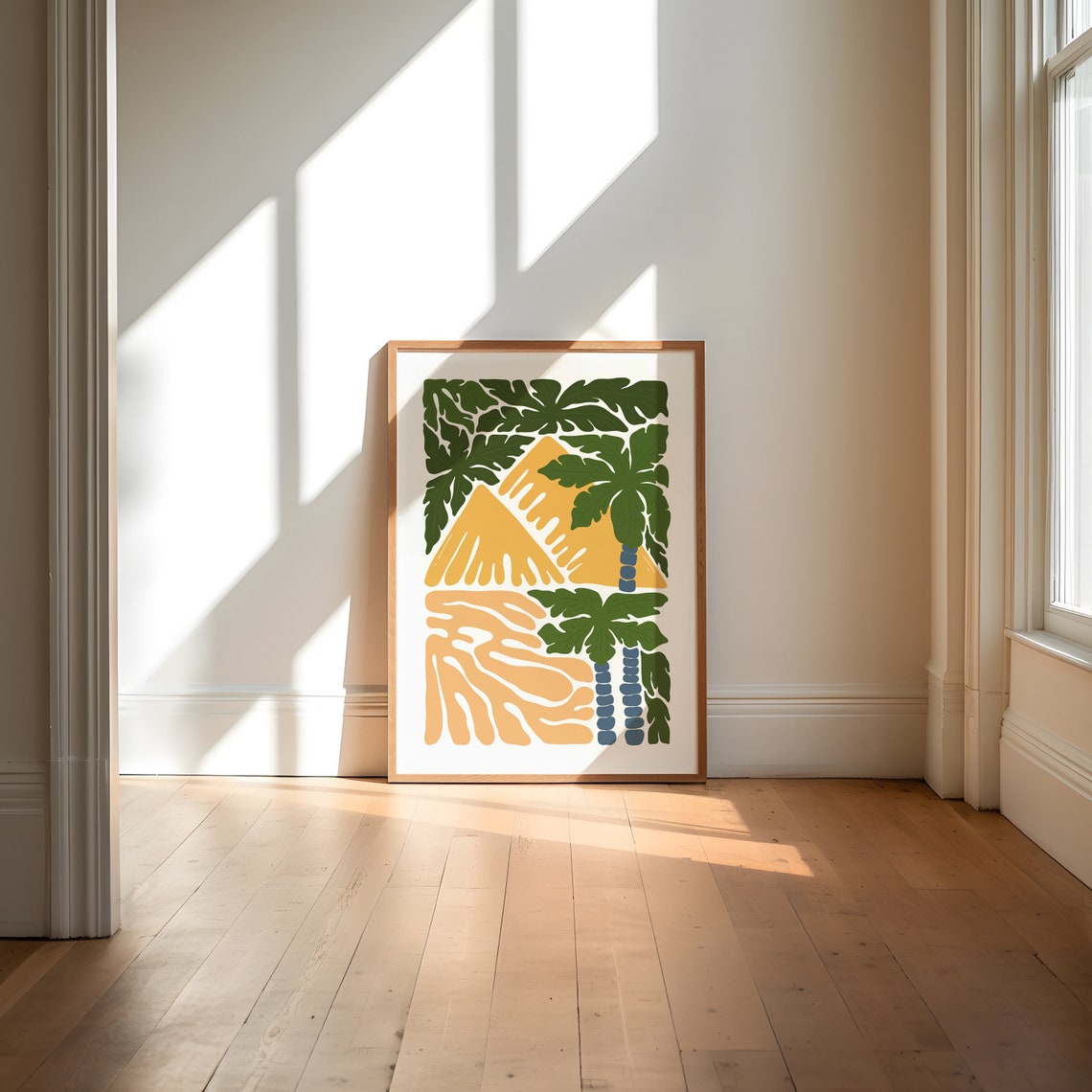 Abstract Desert Oasis Palm Trees Warm Sunset Modern Landscape Poster - Image 3