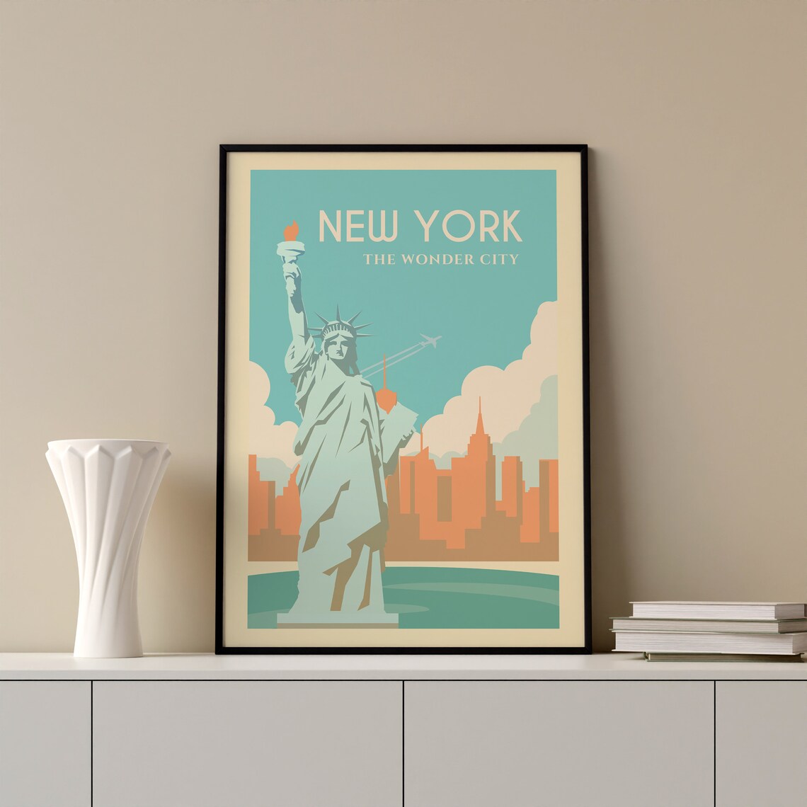 New York The Wonder City Statue of Liberty Vintage Travel Poster - Image 2