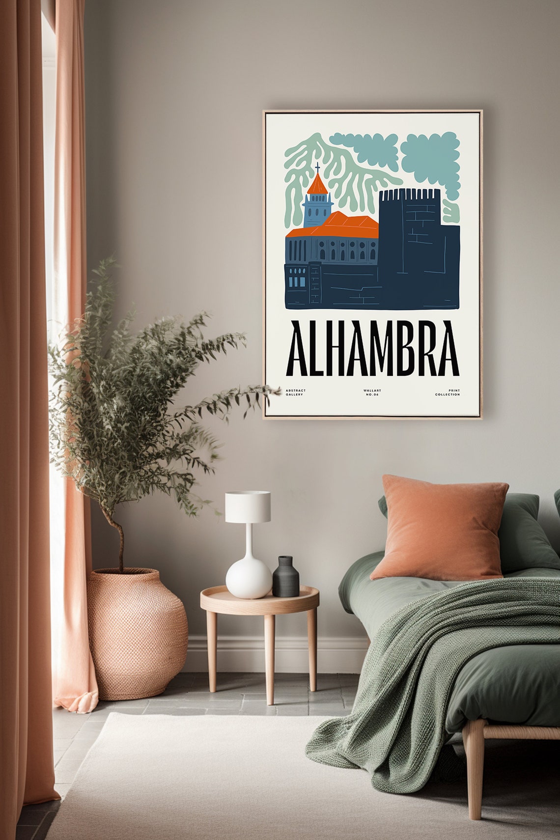 Alhambra Granada Spain Abstract Floral Botanical Style Art Poster - Image 3