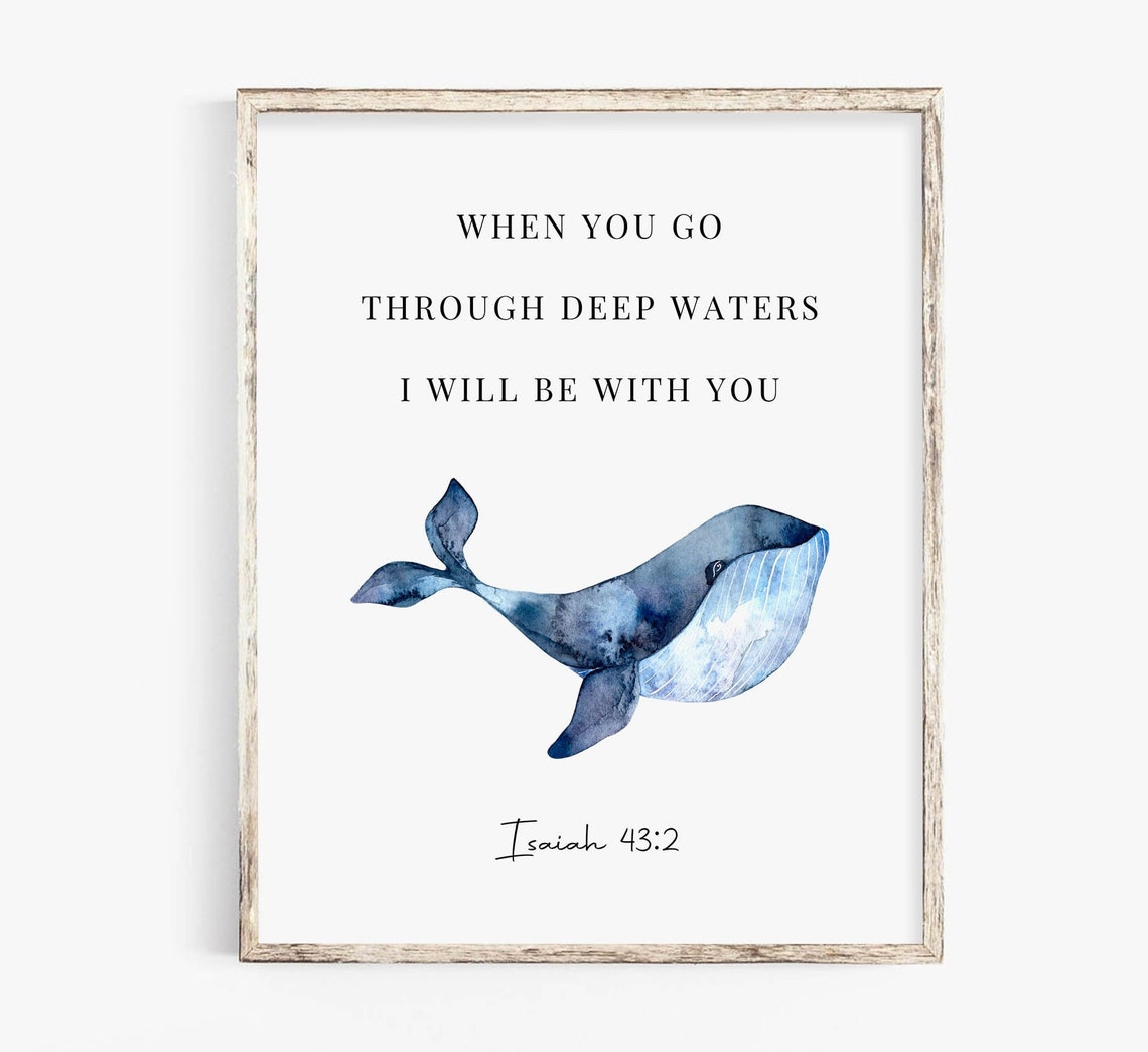 Isaiah 43:2 When You Go Through Deep Waters, Watercolor Scripture Art Print - Image 2