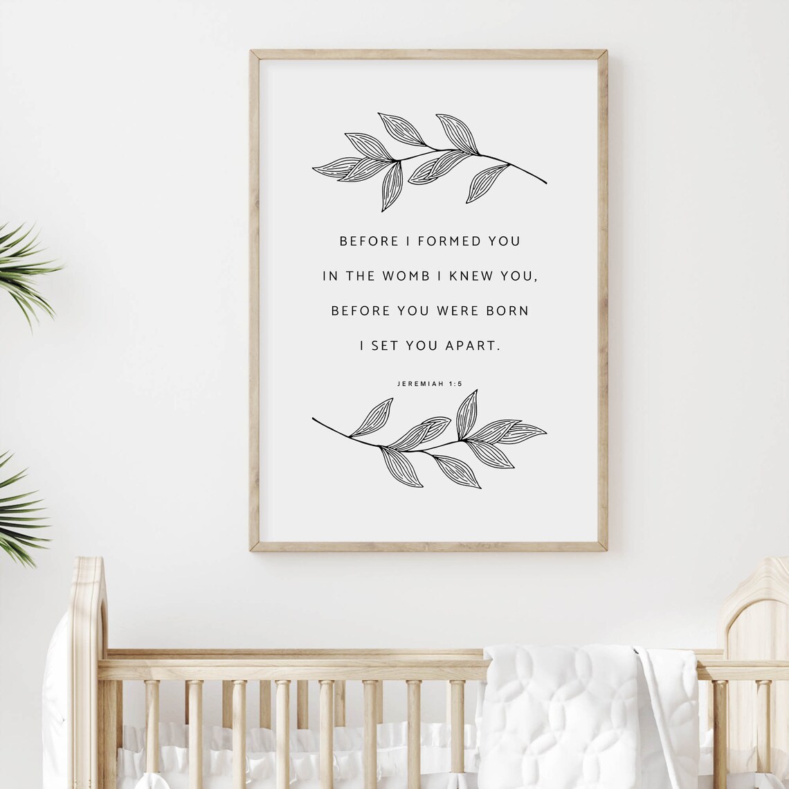 Jeremiah 1 5 Before I Formed You Minimal Leaf Line Art Scripture Poster - Image 2