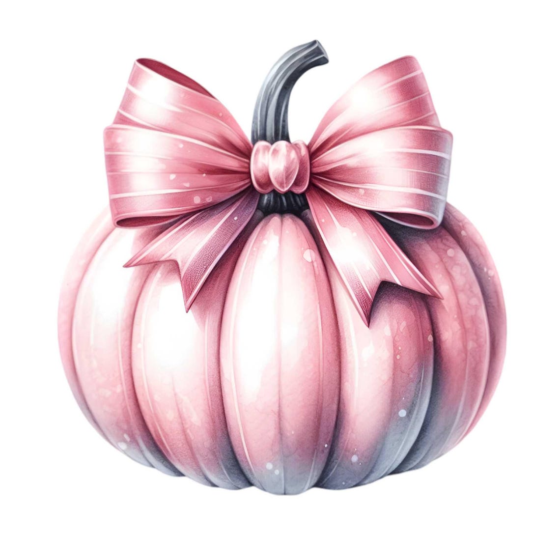 Elegant Pink Satin Bow Pumpkin Soft Pastel Autumn Decor Poster - Image 4