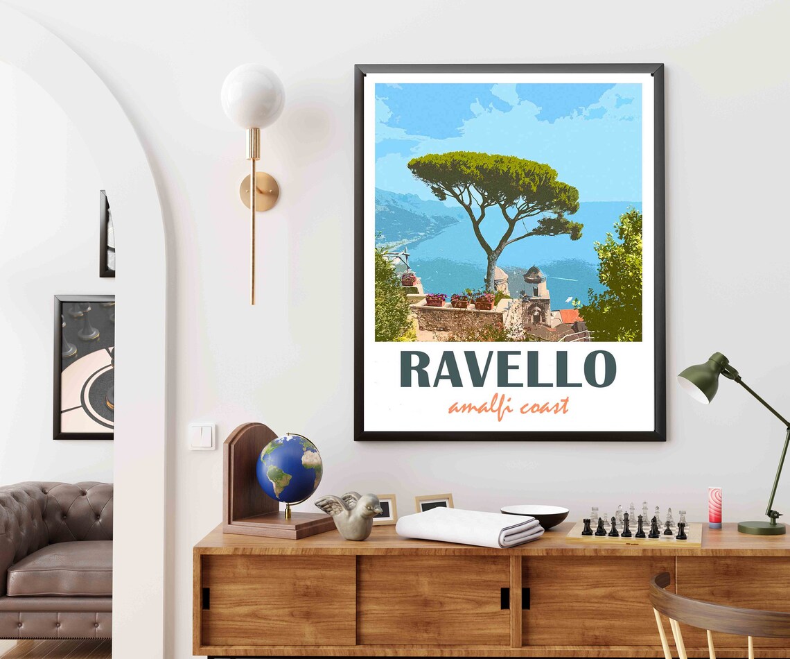Ravello Amalfi Coast Italy Mediterranean Vintage Travel Style Poster