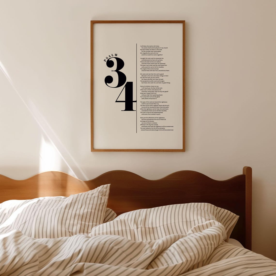 Psalm 34 Bible Verse Wall Art Modern Christian Decor Christian Scripture Poster Bold Typography Baptism Baby Shower Birthday Gift Idea - Image 3