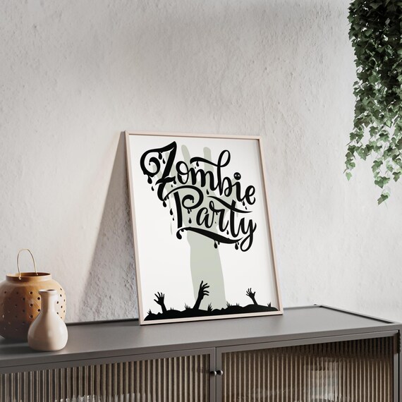 Zombie Party Spooky Dripping Script Undead Graveyard Hands Poster