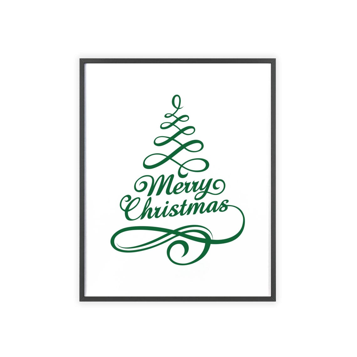 Merry Christmas Green Script Tree Elegant Calligraphy Poster - Image 3