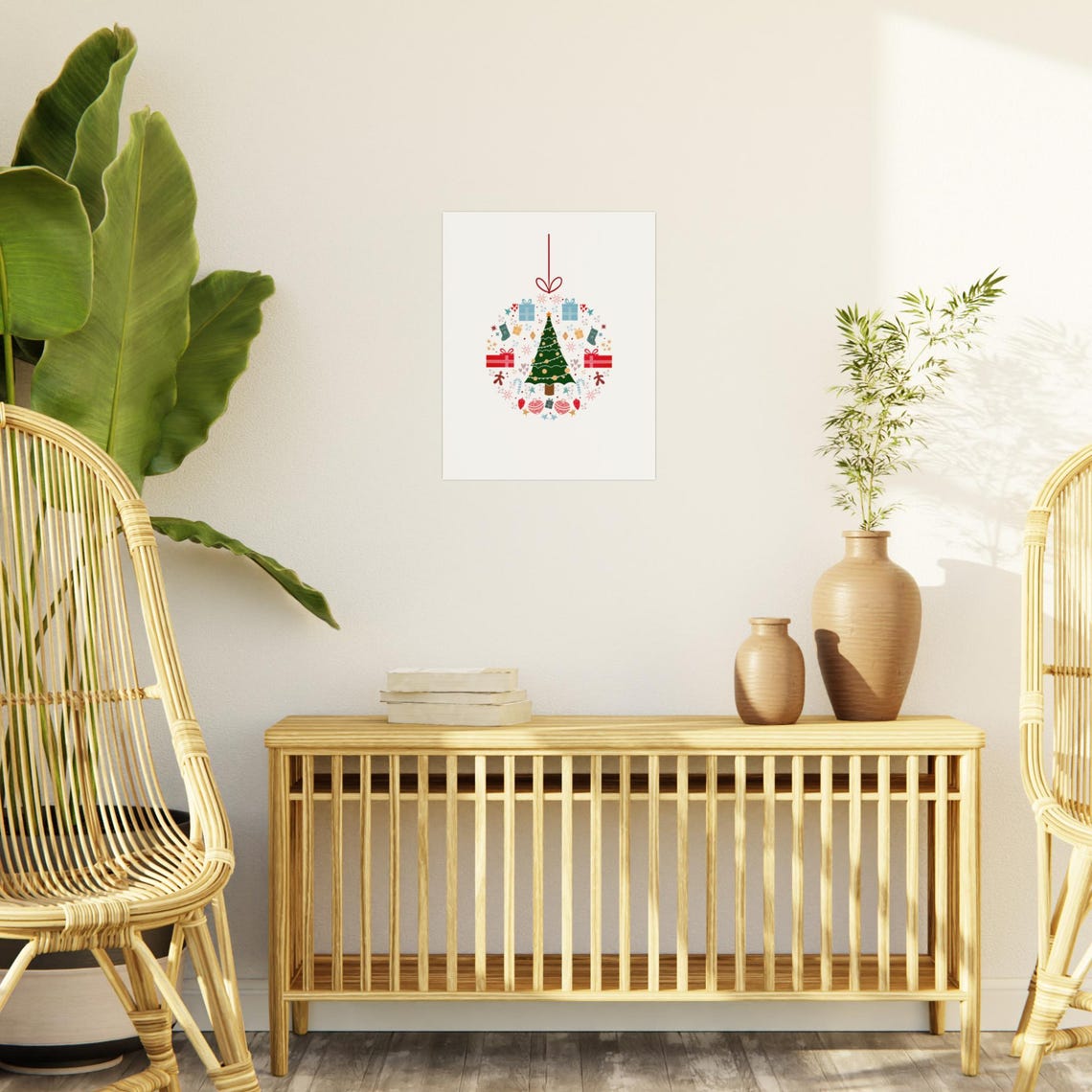 Christmas Tree Bauble Made Of Tiny Holiday Icons Whimsical Poster