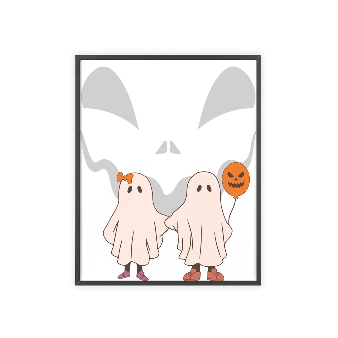 Cute Ghost Couple Pumpkin Balloon Pastel Halloween Love Poster - Image 3