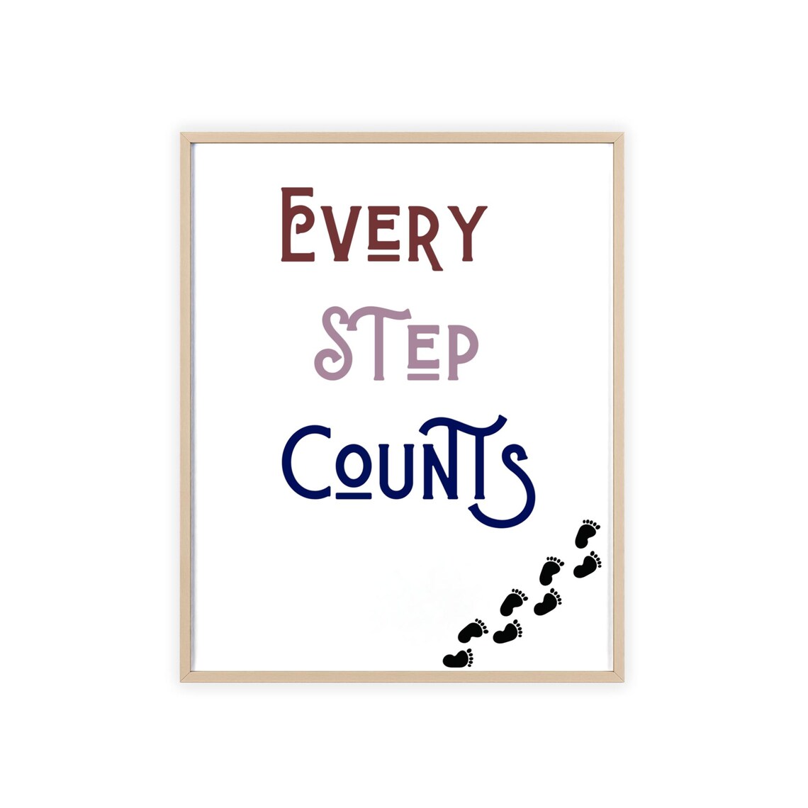 Every Step Counts Colorful Lettering With Footprints Motivational Poster - Image 3