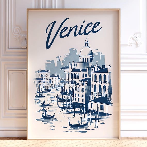 Venice Italy Retro Travel Poster Print