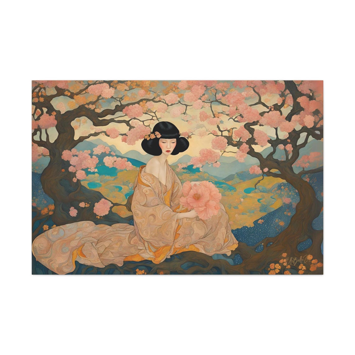Geisha Japanese French Art Nouveau Painting Les Japonaises 8 Vintage Large Gallery Fine Art Wall Art Artist Signed Print - Image 2