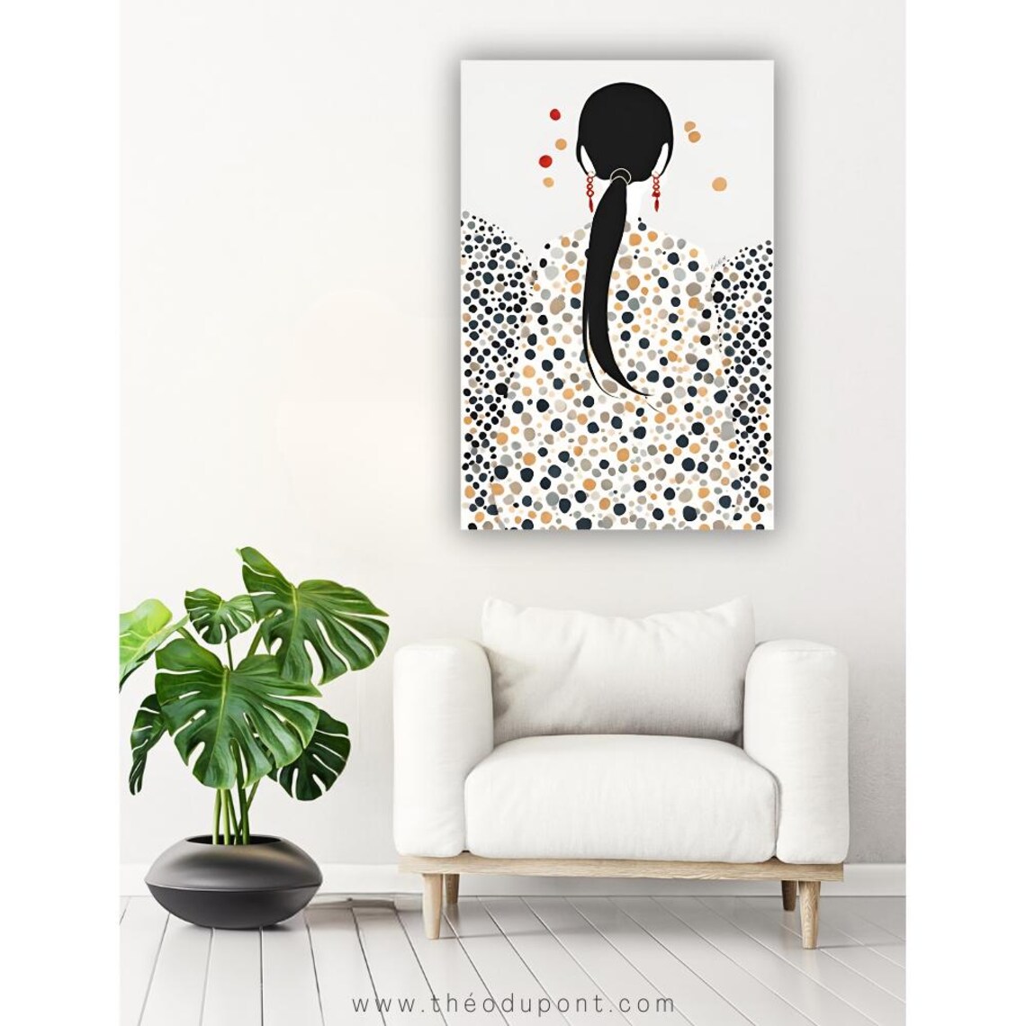 Japandi Pop Dots 2 Minimalist Ink Wash Art Print - Image 3