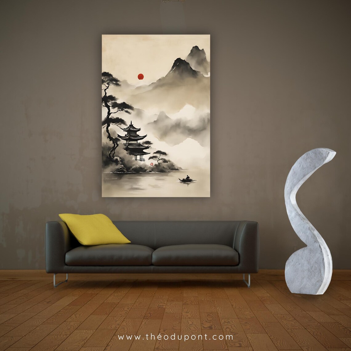 Japandi Zen Minimalist Japanese Ink Wash Print - Image 3