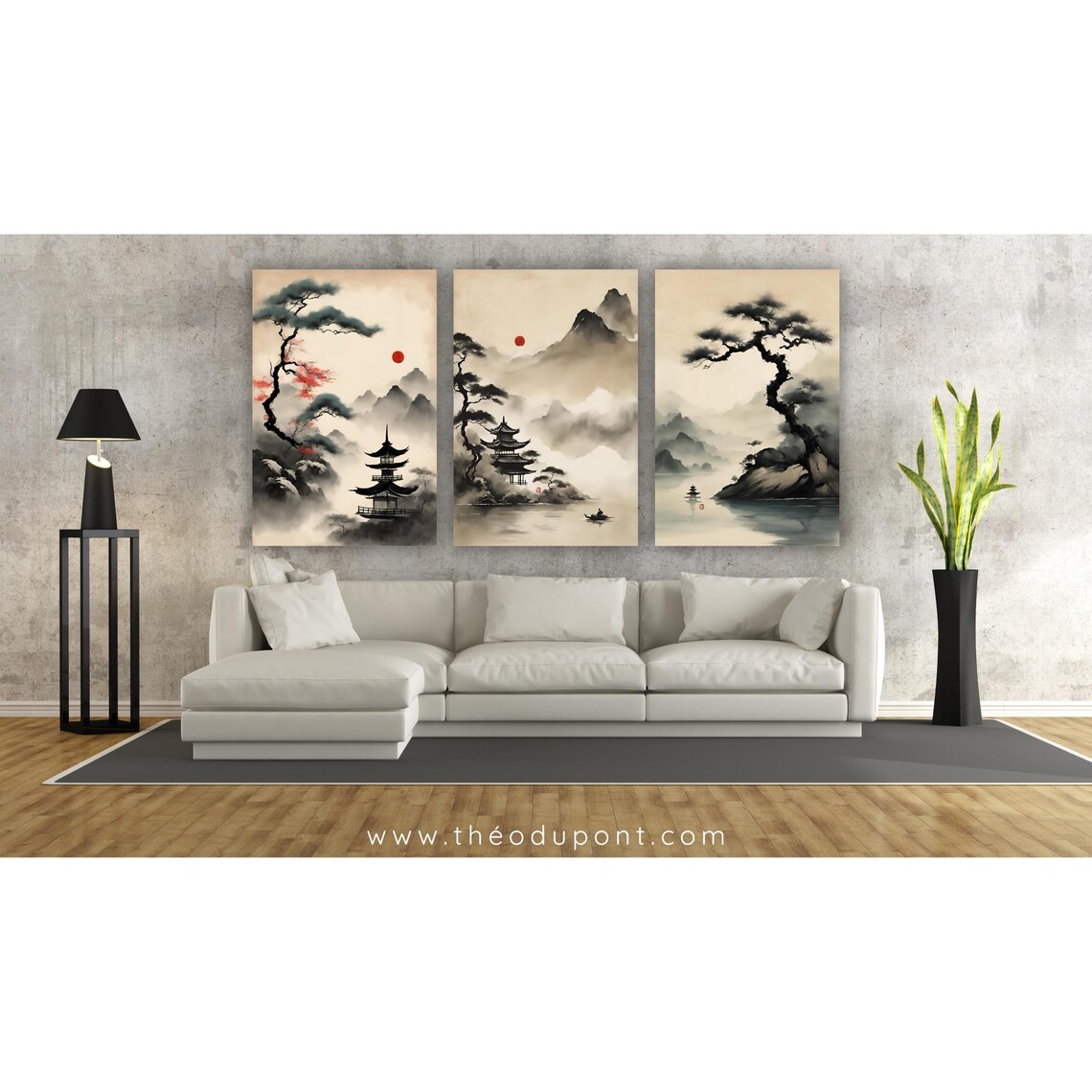 Japandi Zen Minimalist Japanese Ink Wash Print - Image 2