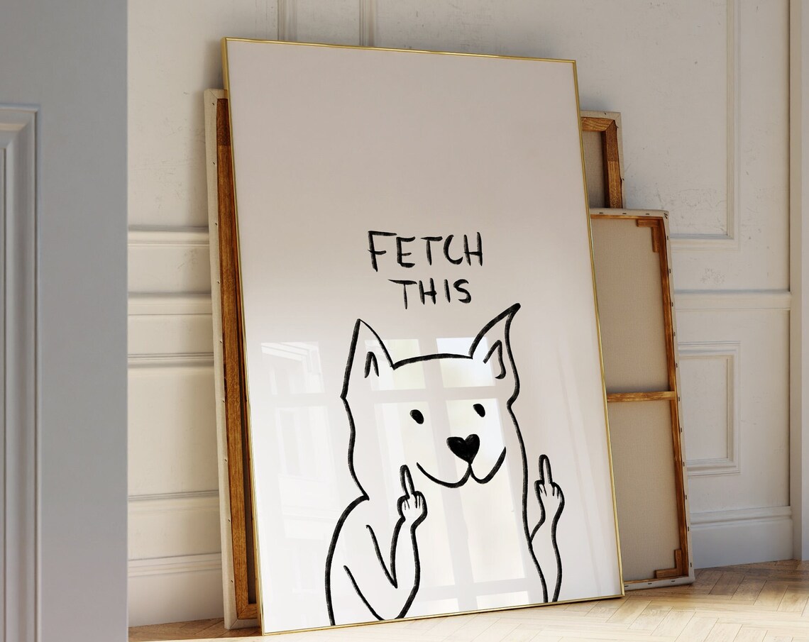 Fetch This Dog Typography Art Print, Minimalist
