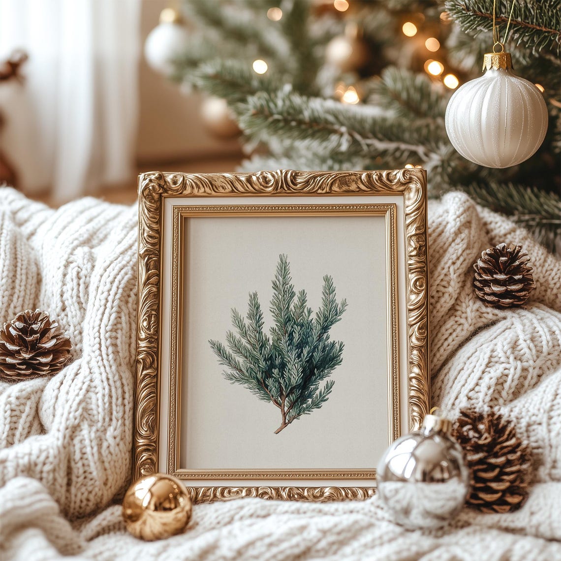 Winter Juniper Branch Vintage Botanical Illustration Evergreen Print - Image 2