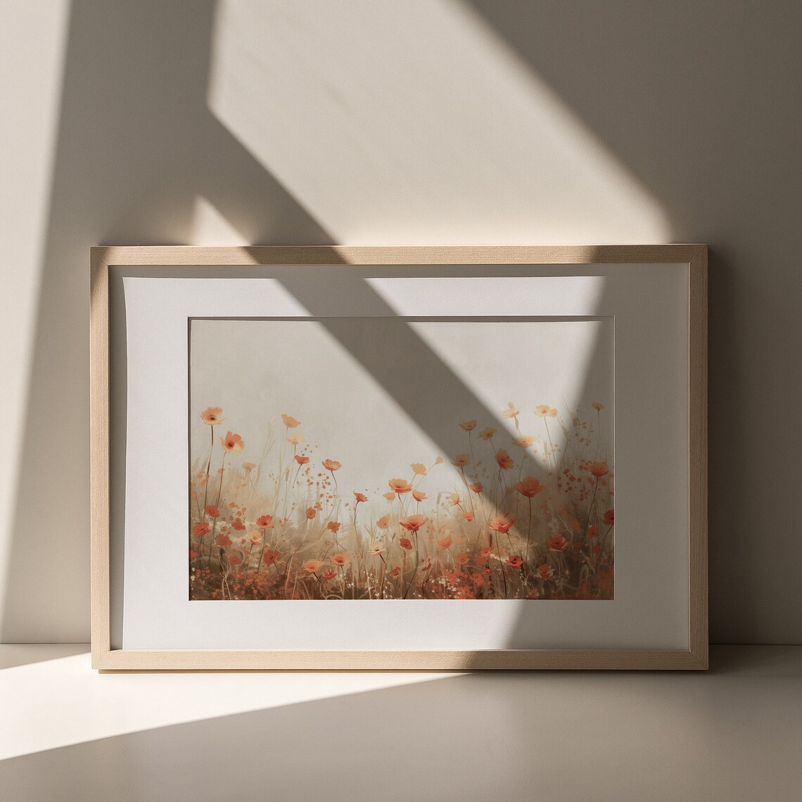Red Poppy Wildflower Meadow Dawn Floral Field Painting Vintage Wall Art - Image 6