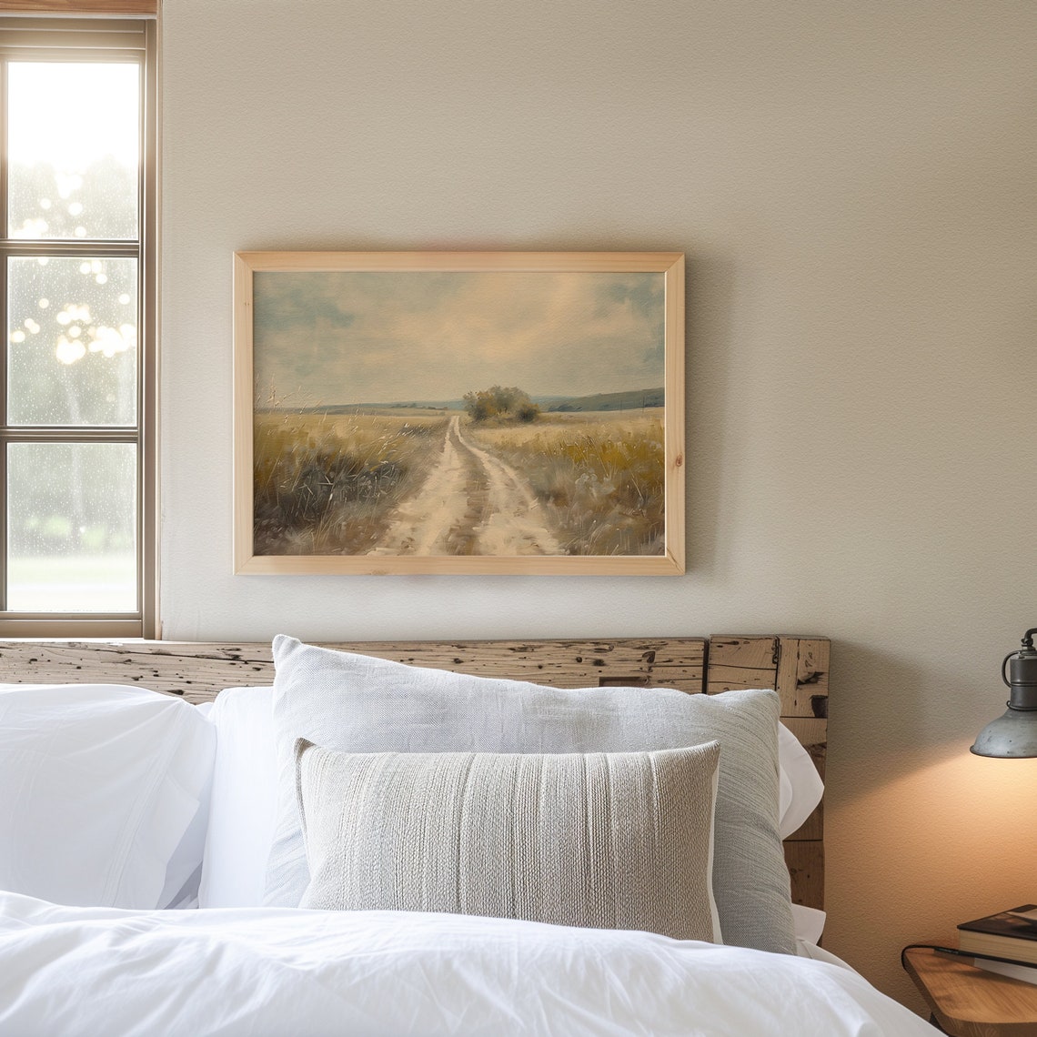 Winding Country Road Through Golden Fields Vintage Painting Poster - Image 5