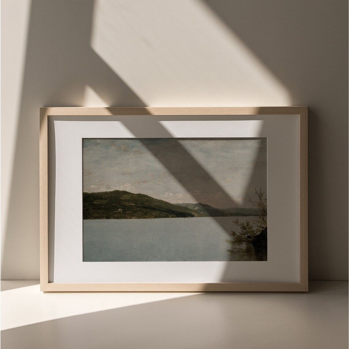 Muted Lake And Hills Vintage Seascape Painting Nautical Beach House Art Poster - Image 5