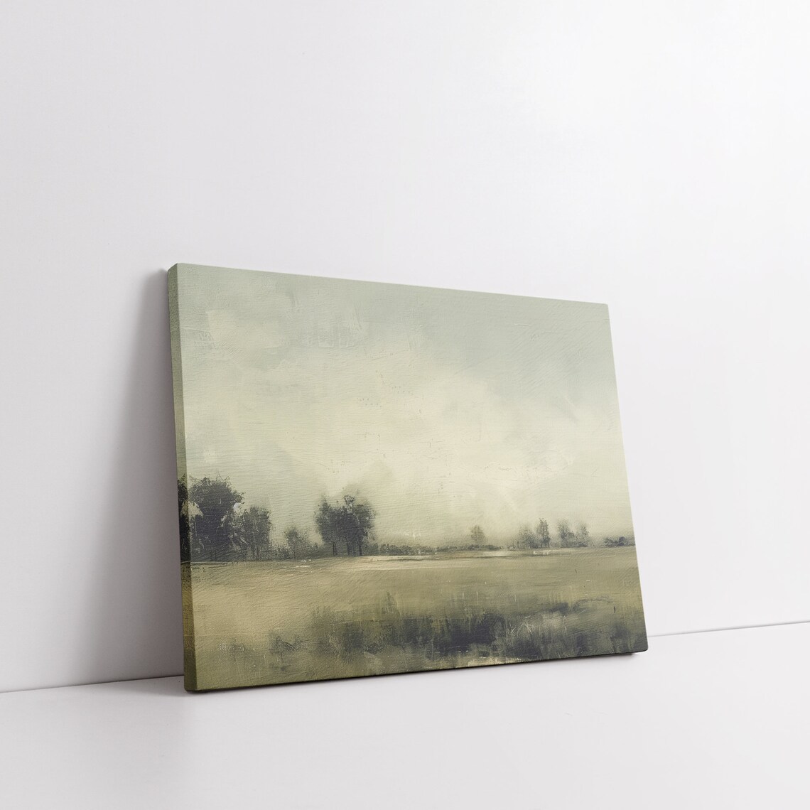 Moody Green Field Landscape Misty Morning Vintage Countryside Art Poster - Image 6