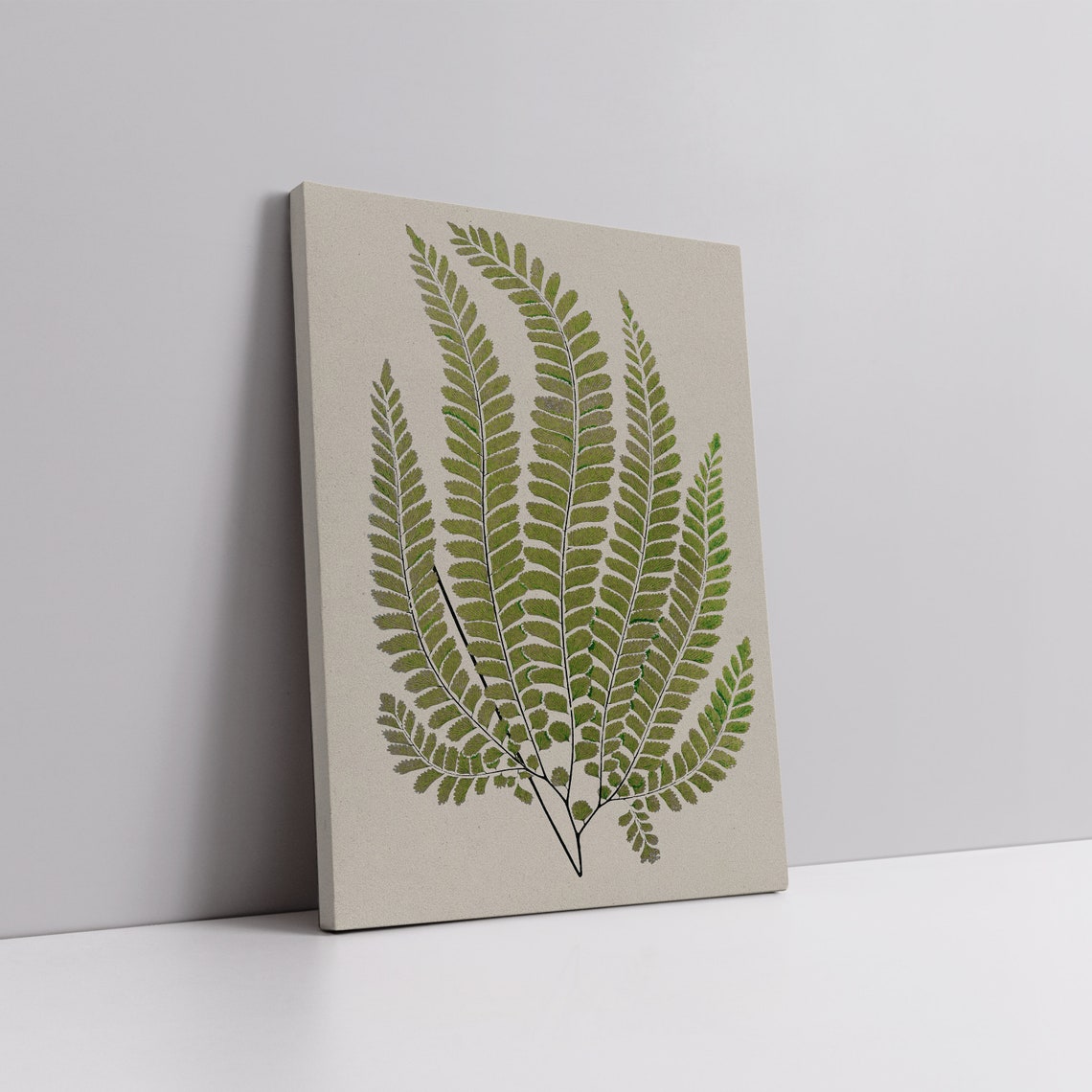 Green Fern Fronds Vintage Botanical Study in Warm Neutral Tones Poster - Image 5