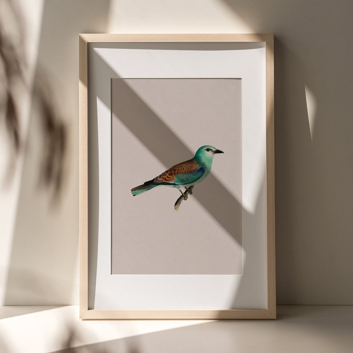 Vintage Perched Teal Bird Antique Songbird Study Painting Poster - Image 5