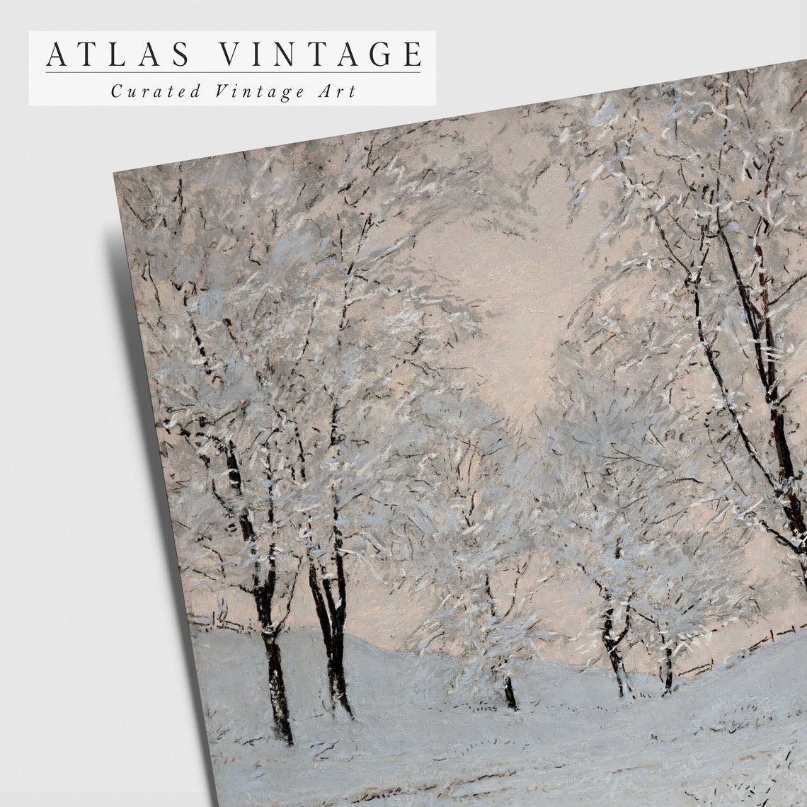 Vintage Snowy Forest Winter Landscape With Frosted Trees Stream Poster - Image 5