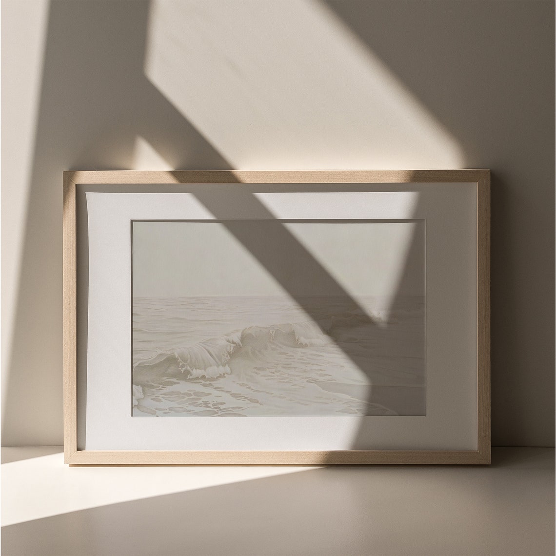 Minimalist Neutral Ocean Waves Painting Poster Calm Beach Decor - Image 5