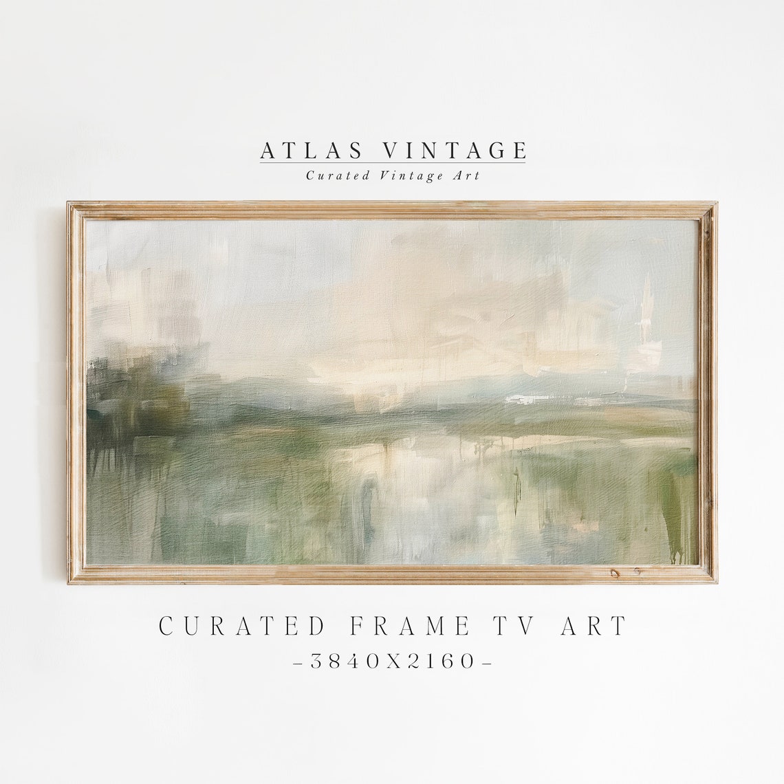 Green Modern Abstract Landscape Minimal Rustic Sage Painting Poster