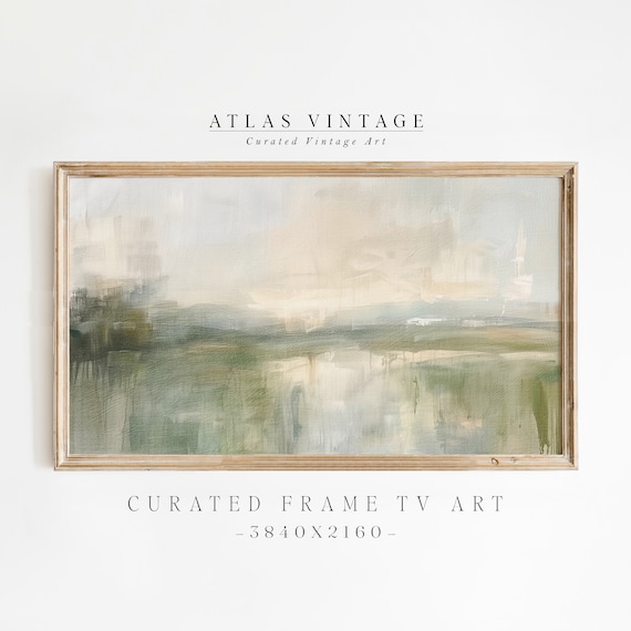 Green Modern Abstract Landscape Minimal Rustic Sage Painting Poster