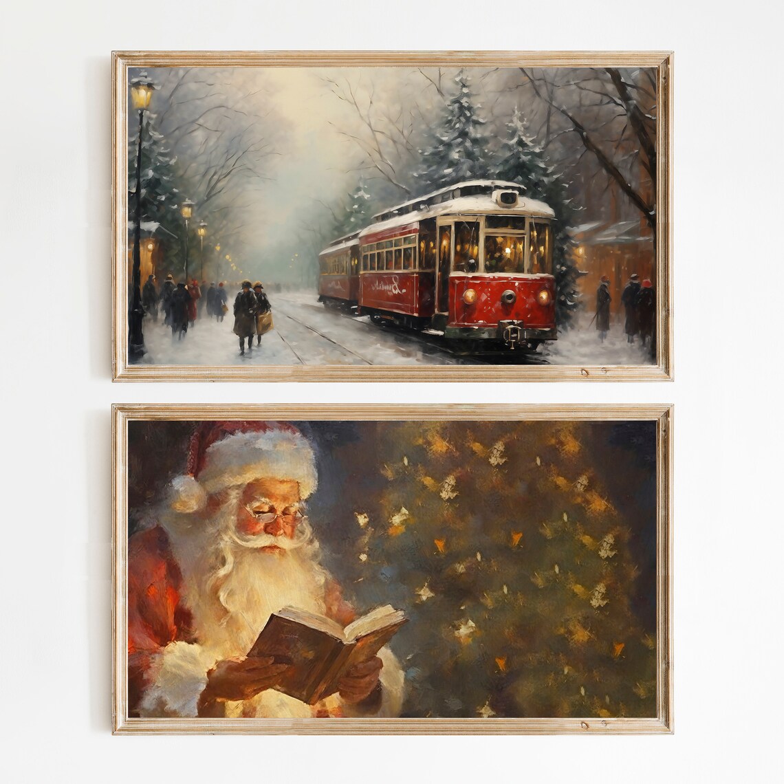 Set of 9 Vintage Christmas Prints Santa Winter Gallery Wall Poster - Image 4
