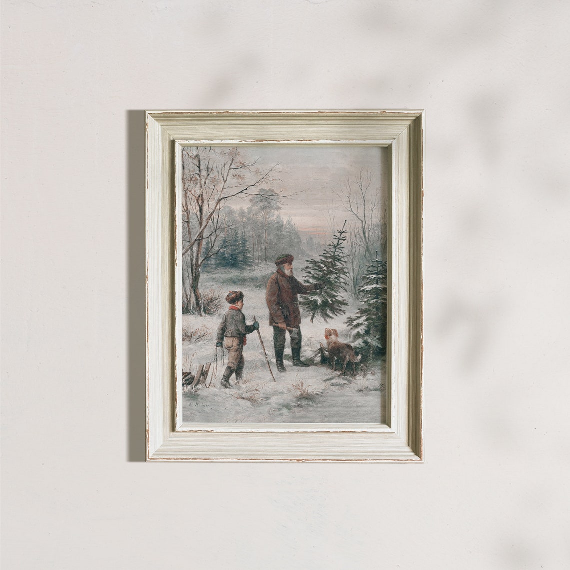 Father and Son Choosing Christmas Tree Vintage Winter Poster - Image 7
