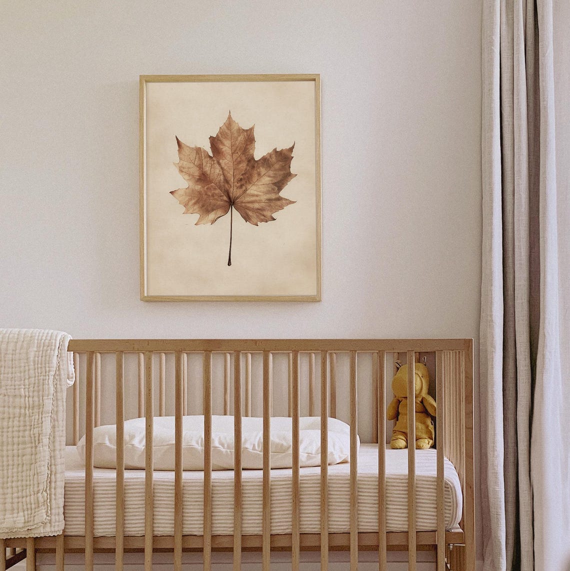Pressed Brown Maple Leaf Simple Botanical Neutral Beige Fall Poster - Image 7