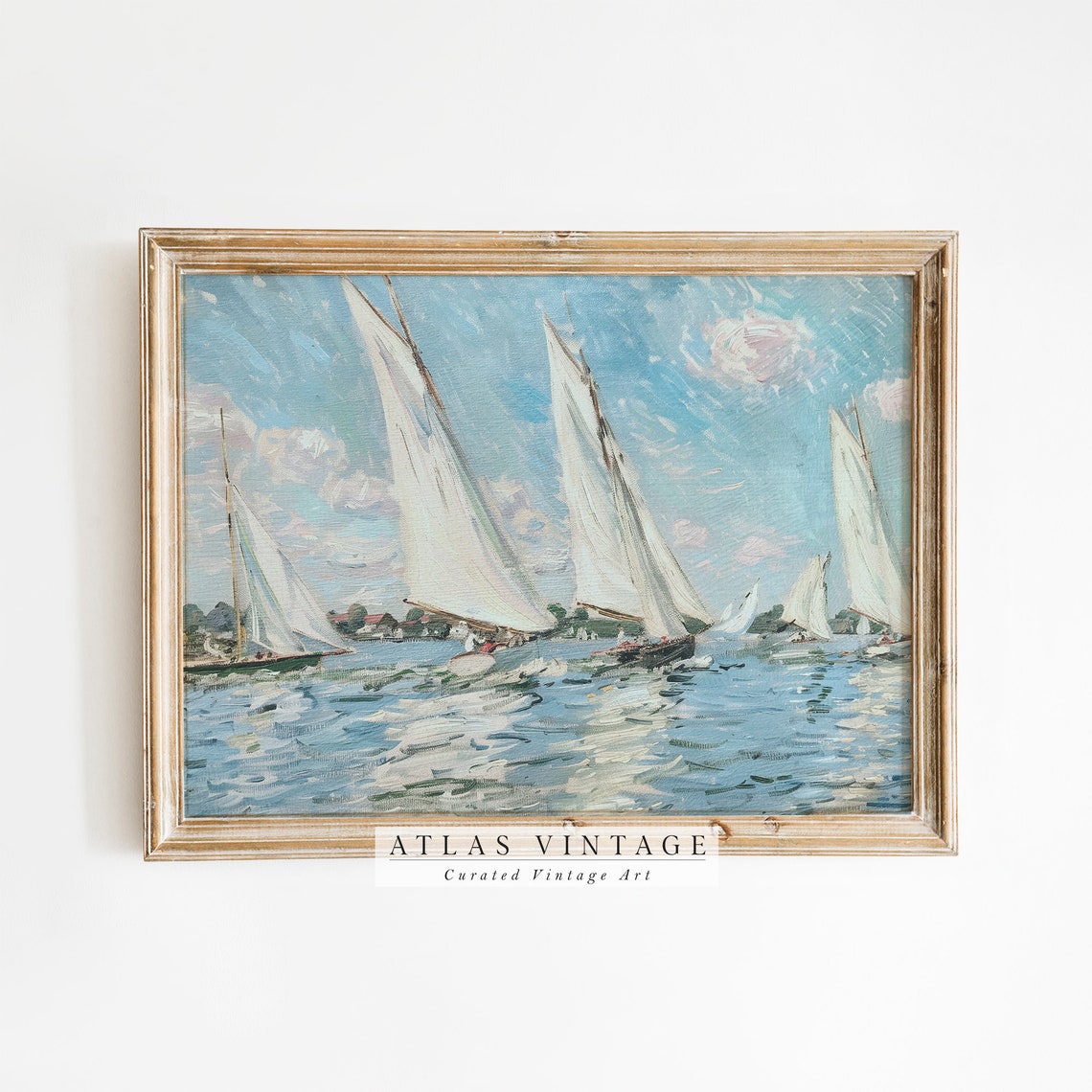 Sailboat Regatta Race Impressionist Vintage Seascape Painting Poster