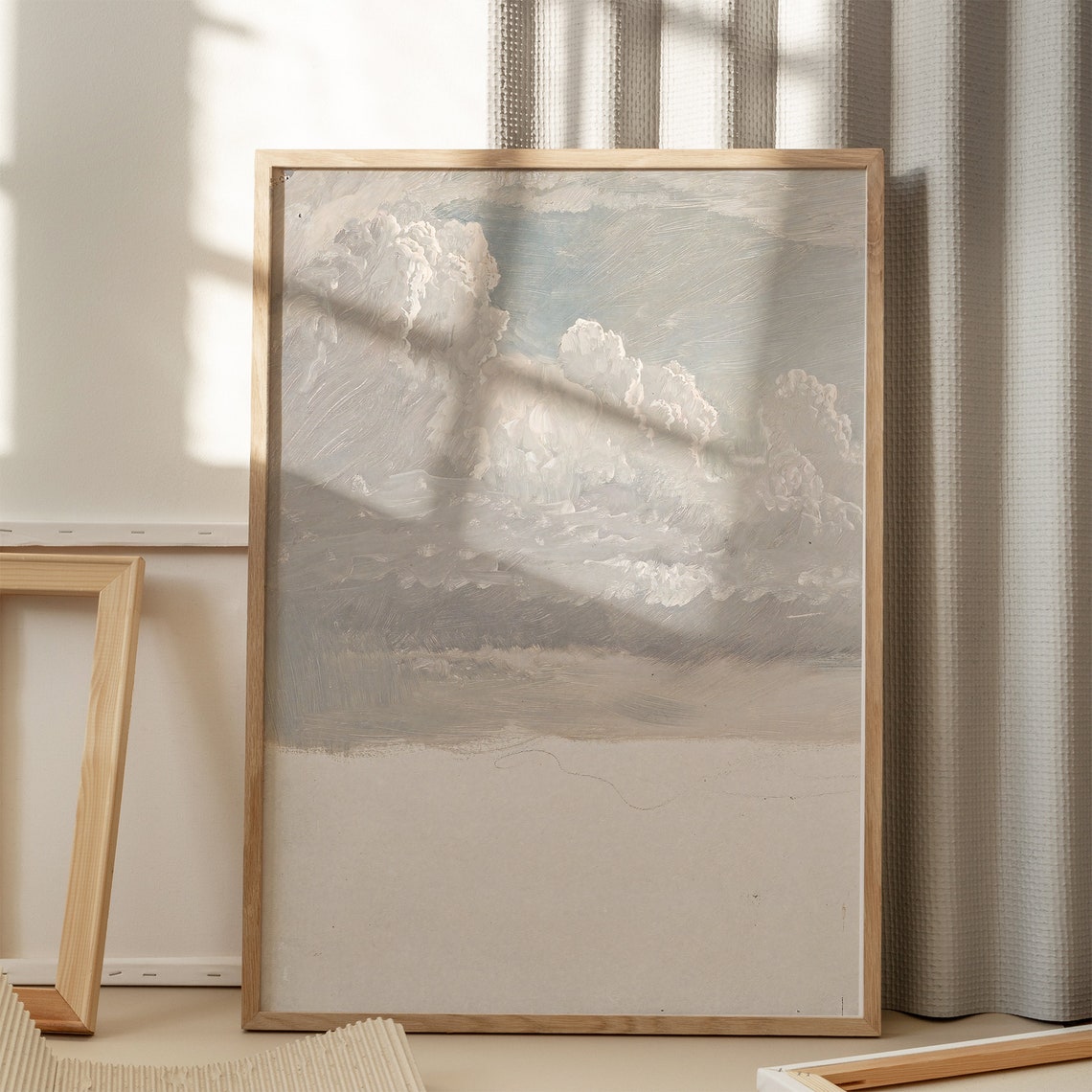 Vintage Cloud Painting Poster Muted Antique White Clouds Sky - Image 7