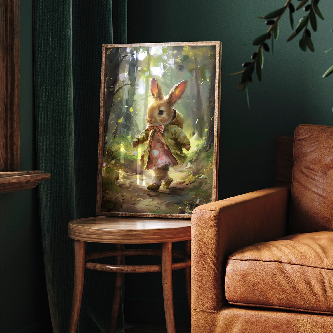 Cute Hiking Easter Bunny Print Vintage Spring Rabbit Wall Art Nursery Kids Room Dcor Antique Bunny Painting - Image 5