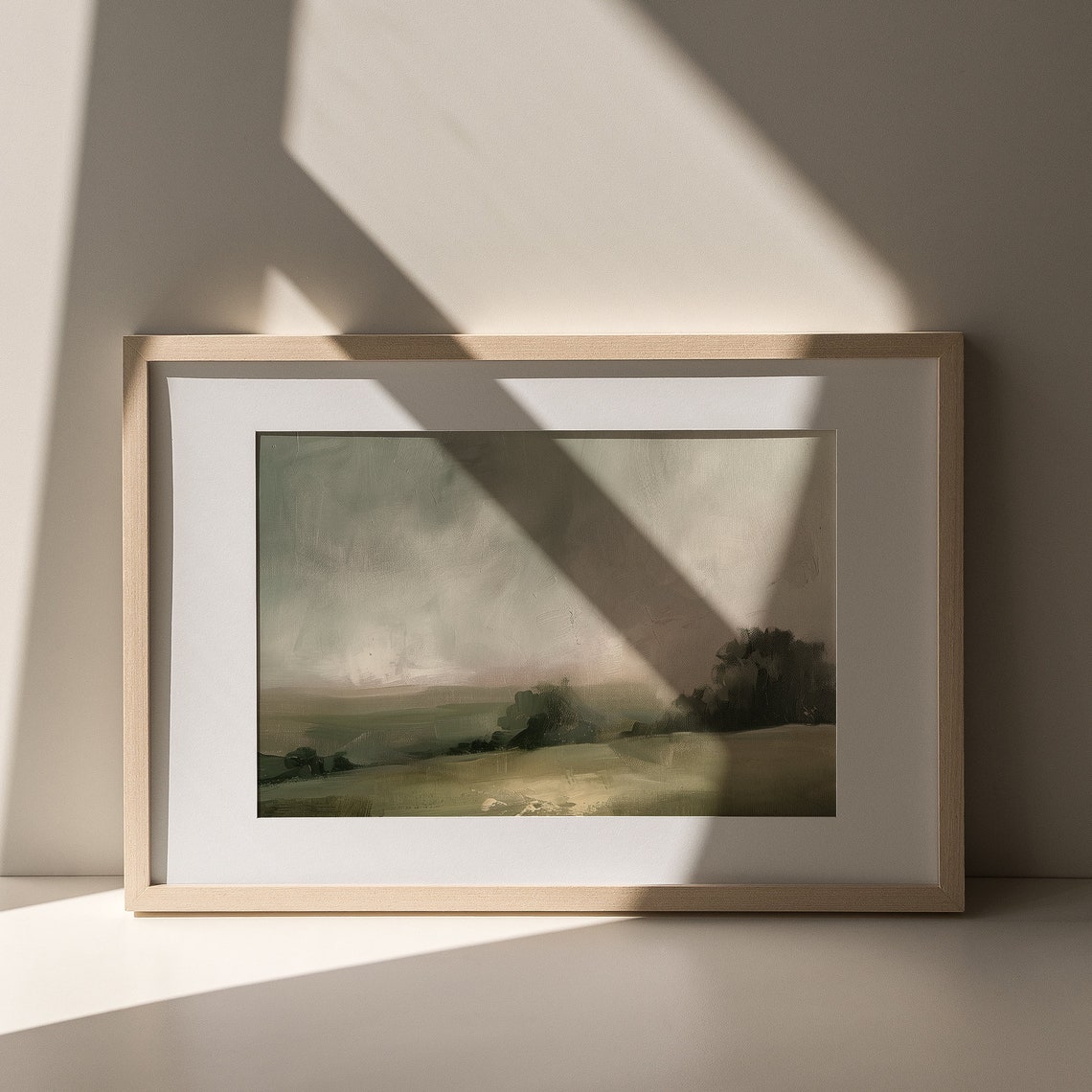 Moody Dark Green Landscape Vintage Country Field and Trees Art Poster - Image 7