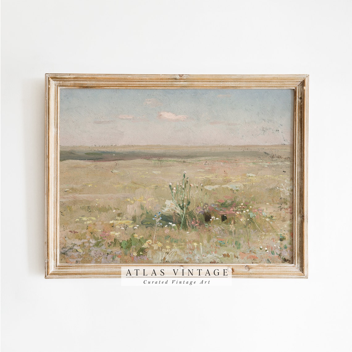 Soft Pastel Meadow Wildflowers Nursery Landscape Painting Poster - Image 7