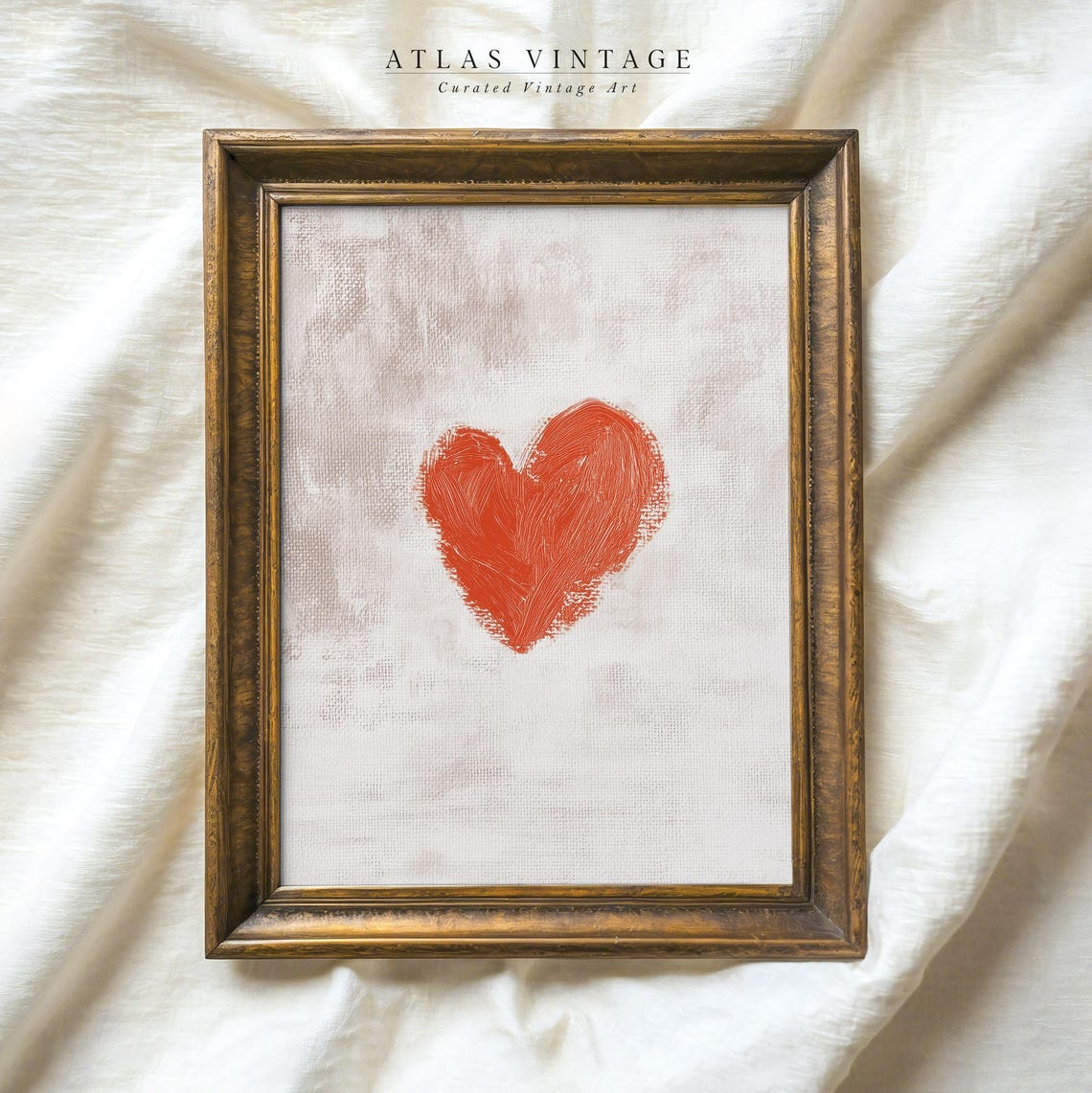 Hand Painted Red Heart Oval Gold Frame Romantic Farmhouse Poster - Image 7